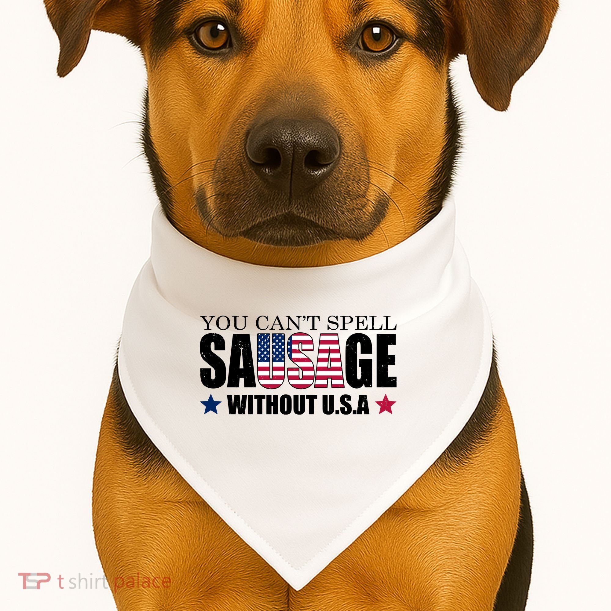 You Can't Spell Sausage Without USA Funny USA-Made Doggie Bandana