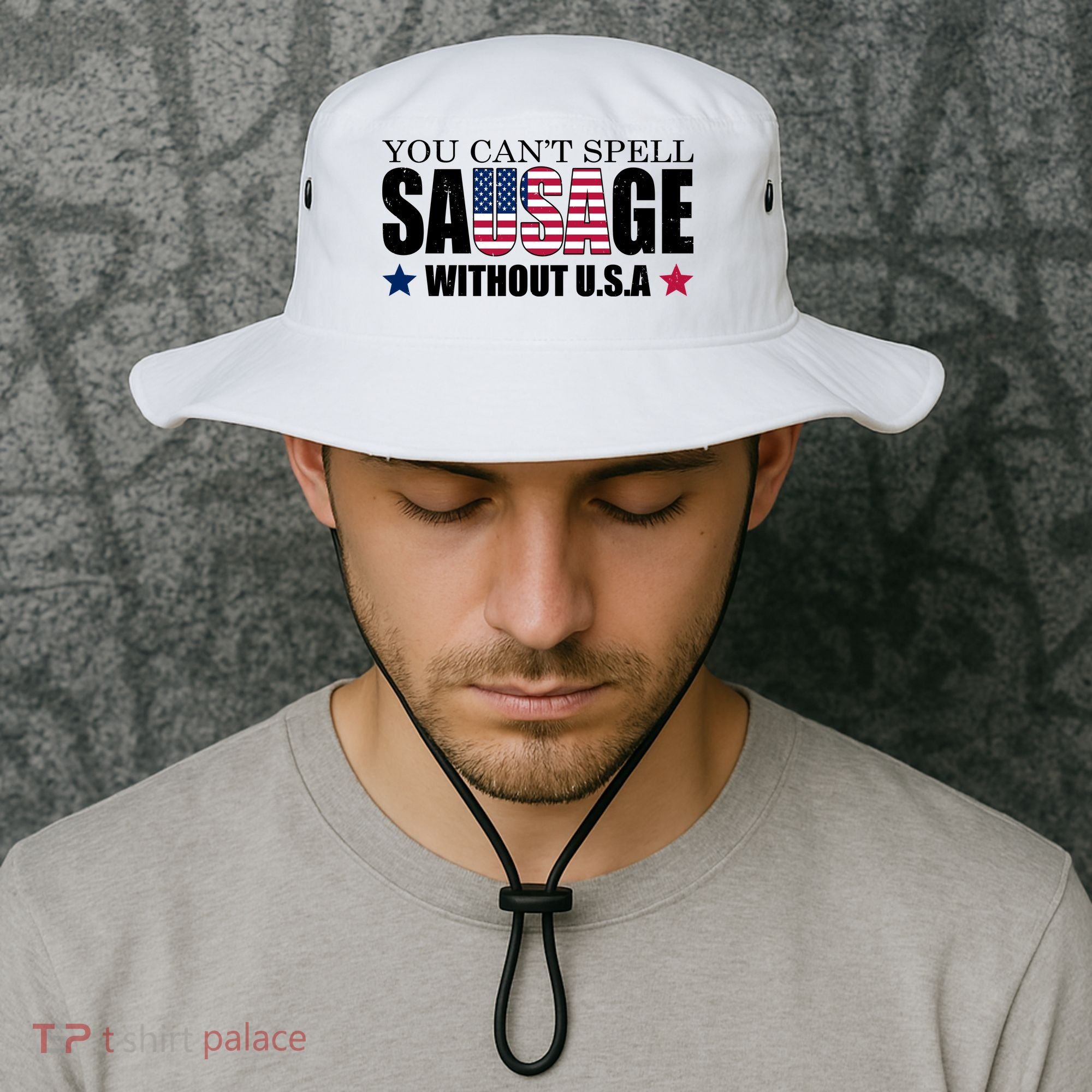 You Can't Spell Sausage Without USA Funny Bucket Hat