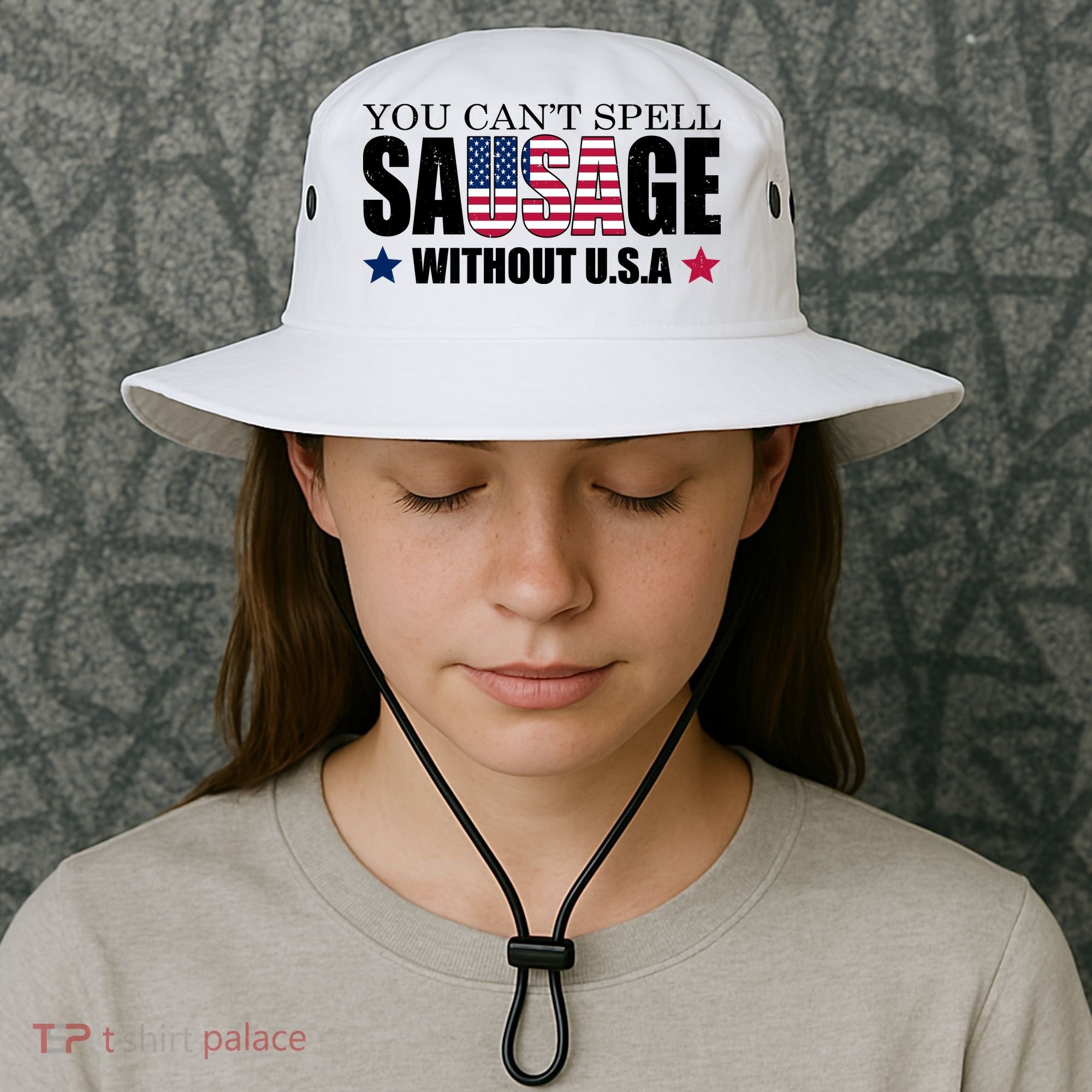 You Can't Spell Sausage Without USA Funny Bucket Hat