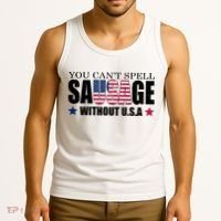 You Can't Spell Sausage Without USA Funny Tank Top thumb 3