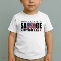 You Can't Spell Sausage Without USA Funny Toddler T-Shirt thumb 2