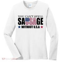 You Can't Spell Sausage Without USA Funny Women's Long Sleeve Shirt thumb 0