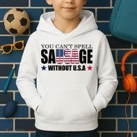 You Can't Spell Sausage Without USA Funny Kids Hoodie thumb 2