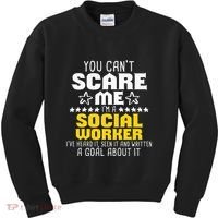 You CanT Scare Me IM A Social Worker Community Servant Kids Sweatshirt thumb 0