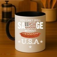 You Cant Spell Sausage Without Usa Funny Patriotic Great Gift Coffee Mug thumb 4