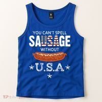 You Cant Spell Sausage Without Usa Funny Patriotic Great Gift Tank Top thumb 2