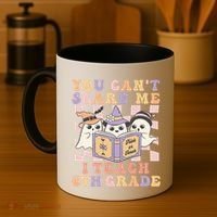 You Cant Scare Me I Teach 6th Grade Retro Halloween Ghost Gift Coffee Mug thumb 4