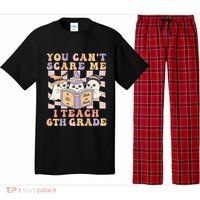 You Cant Scare Me I Teach 6th Grade Retro Halloween Ghost Gift Pajama Set thumb 0