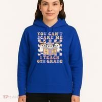 You Cant Scare Me I Teach 6th Grade Retro Halloween Ghost Gift Hoodie thumb 5