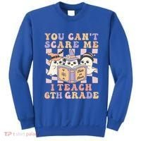 You Cant Scare Me I Teach 6th Grade Retro Halloween Ghost Gift Sweatshirt thumb 0