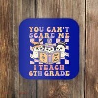 You Cant Scare Me I Teach 6th Grade Retro Halloween Ghost Gift Coaster thumb 0