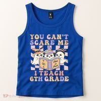 You Cant Scare Me I Teach 6th Grade Retro Halloween Ghost Gift Tank Top thumb 2