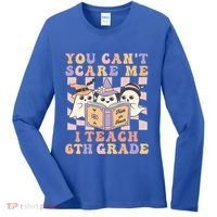 You Cant Scare Me I Teach 6th Grade Retro Halloween Ghost Gift Women's Long Sleeve Shirt thumb 0