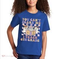 You Cant Scare Me I Teach 6th Grade Retro Halloween Ghost Gift Kids T-Shirt thumb 2