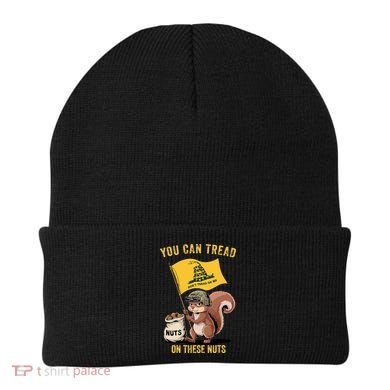 You Can Tread On These Nuts Patriotic Squirrel Funny Meme Beanie