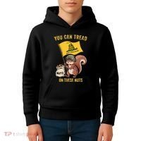 You Can Tread On These Nuts Patriotic Squirrel Funny Meme Kids Hoodie thumb 4