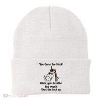 You Curse Too Much Bitch You Breathe Unicorn Humor Sarcasm Beanie thumb 0