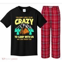 You Dont Have To Be Crazy To Camp With Us Funny Camping Kids Plaid Pajama Set thumb 0