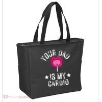 Your Dad Is My Cardio Funny Quotes Pun Humor Sarcasm Tote Bag thumb 2