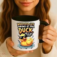 Yellow Duck Quote Graphics Whatever Life Throws At You Duck And Let It Hit Someone Else Coffee Mug thumb 3