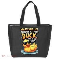 Yellow Duck Quote Graphics Whatever Life Throws At You Duck And Let It Hit Someone Else Tote Bag thumb 0