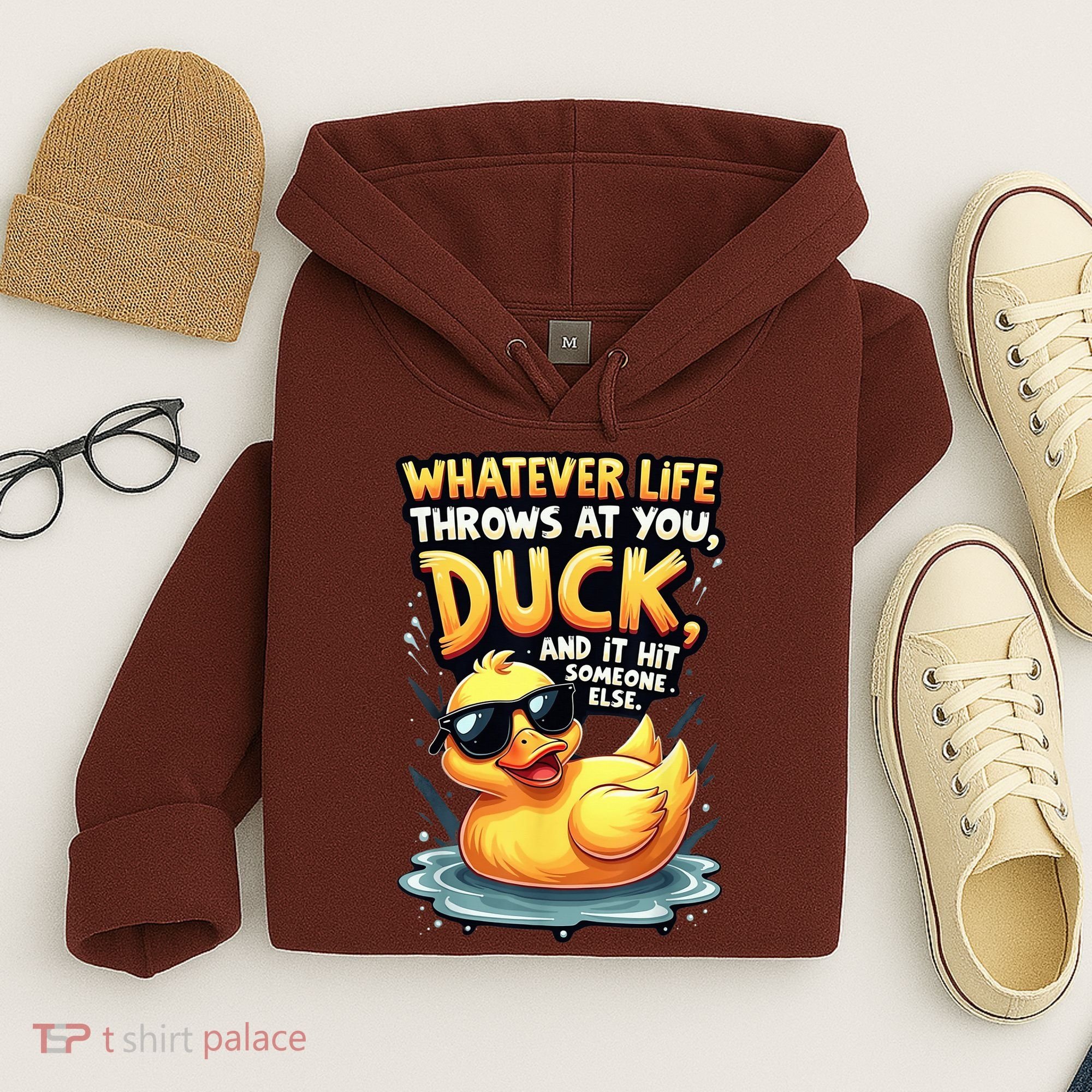 Yellow Duck Quote Graphics Whatever Life Throws At You Duck And Let It Hit Someone Else Hoodie