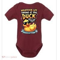 Yellow Duck Quote Graphics Whatever Life Throws At You Duck And Let It Hit Someone Else Baby Bodysuit thumb 0
