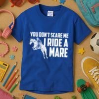 You DonT Scare Me I Ride A Mare Horse Lovers Gift Kids T-Shirt thumb 3