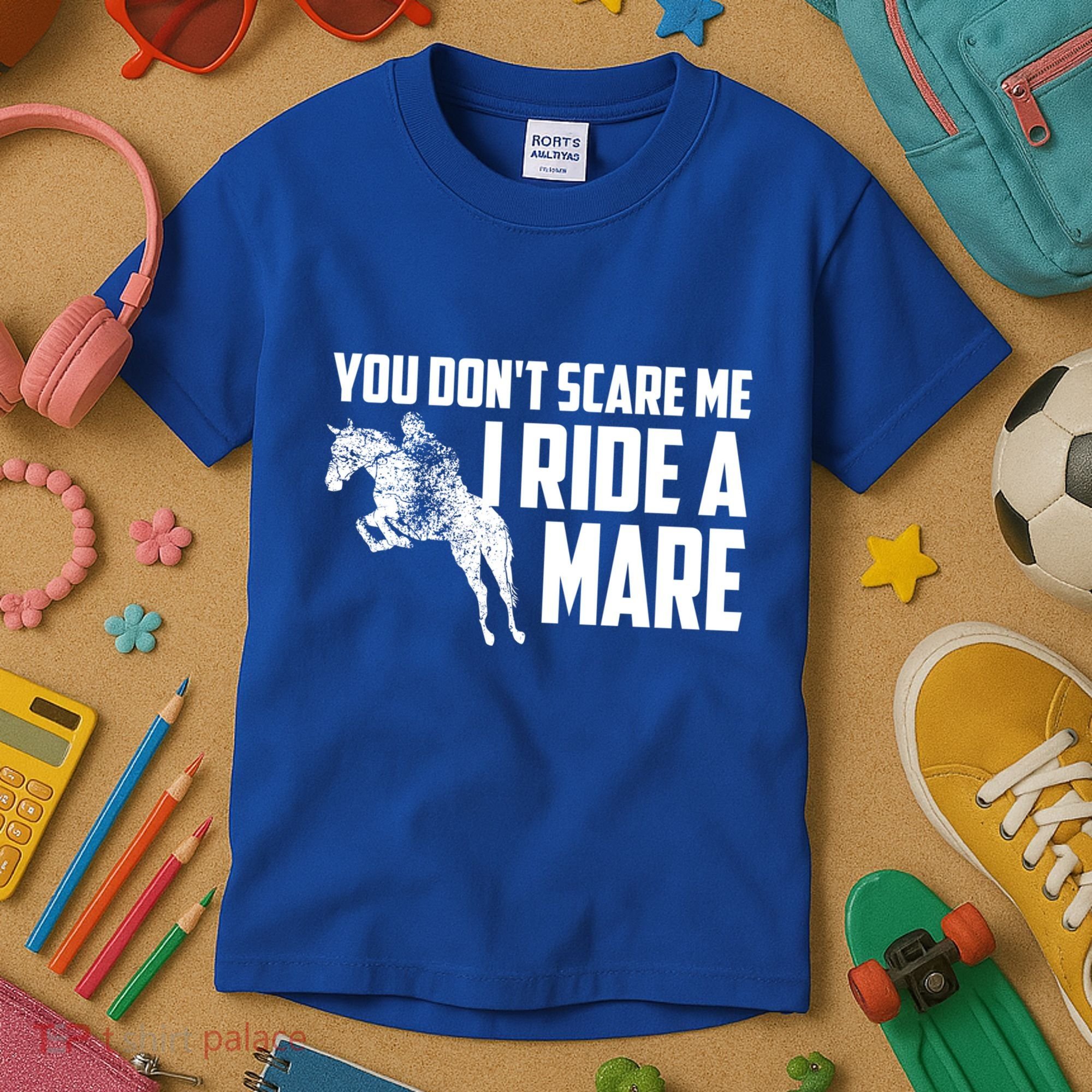You DonT Scare Me I Ride A Mare Horse Lovers Gift Kids T-Shirt