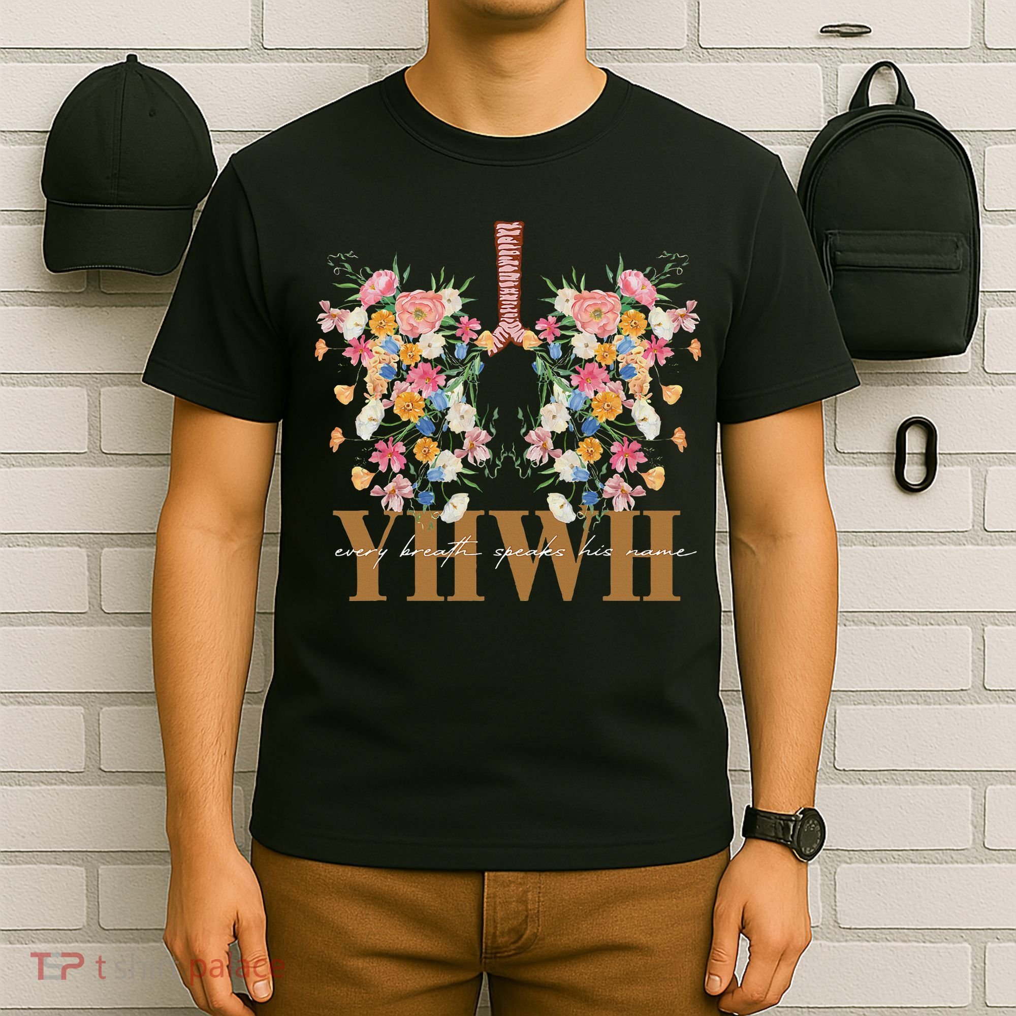 Yhwh Every Breath Speaks His Name Floral Lungs Christian T-Shirt