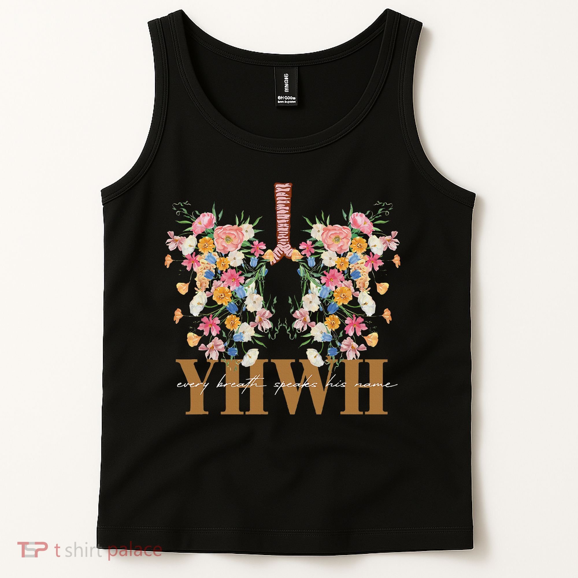 Yhwh Every Breath Speaks His Name Floral Lungs Christian Tank Top