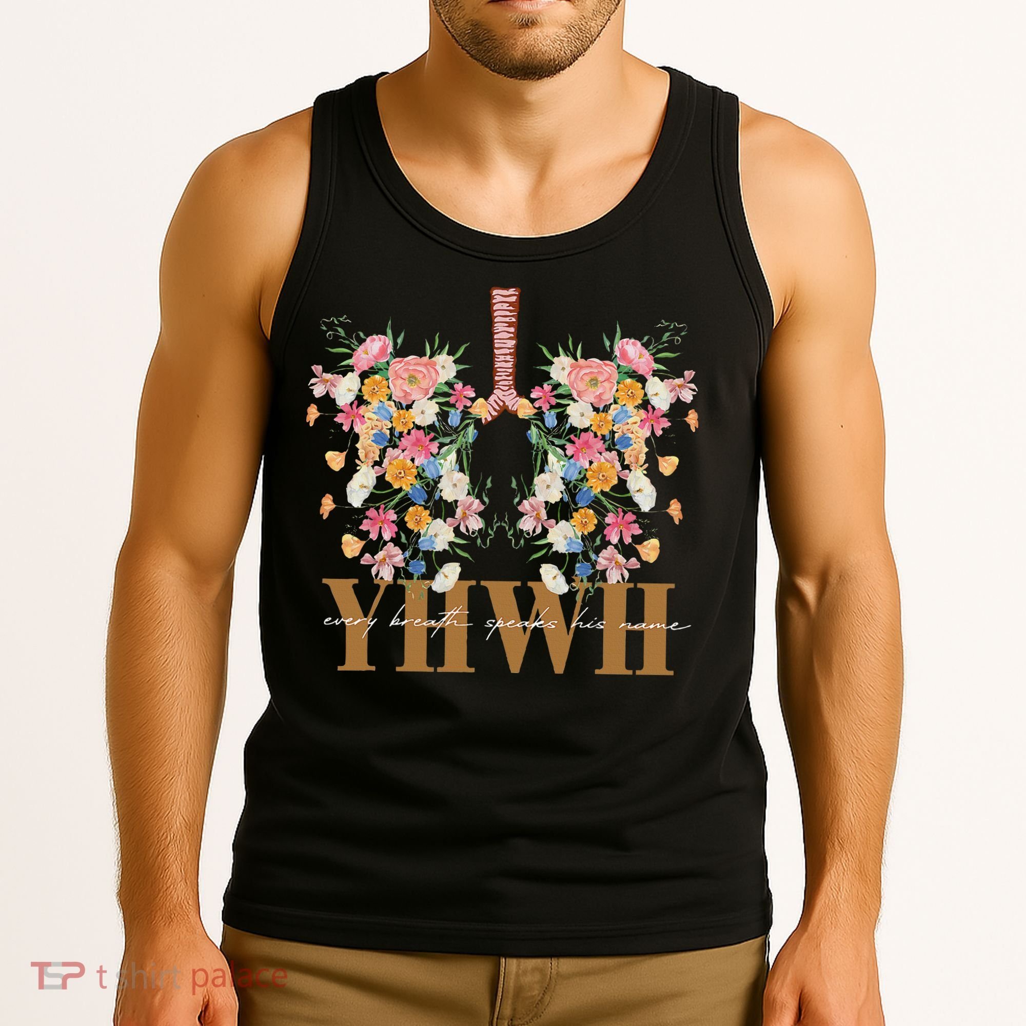 Yhwh Every Breath Speaks His Name Floral Lungs Christian Tank Top