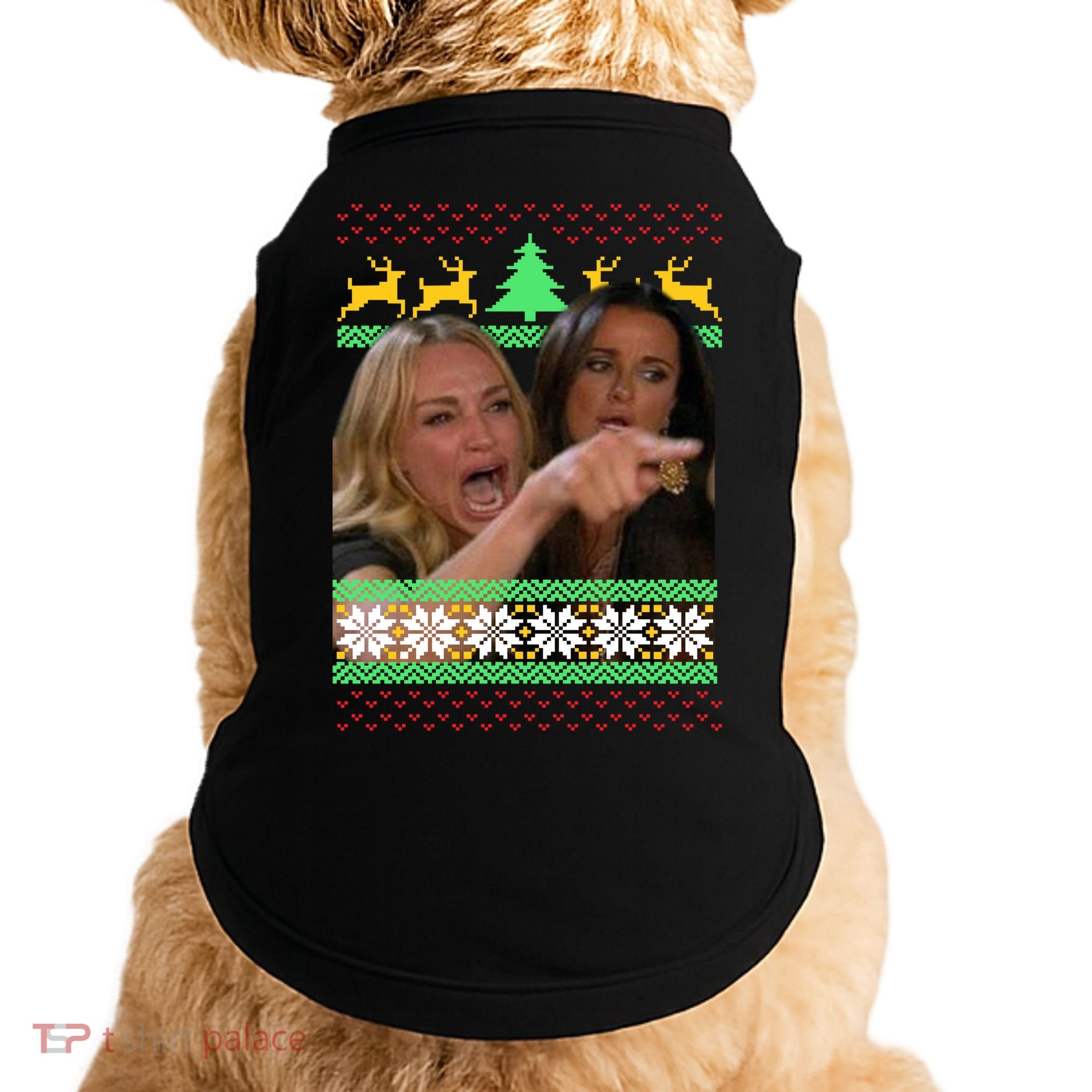 Yelling At A Cat Ugly Christmas Sweater Meme Doggie Tank