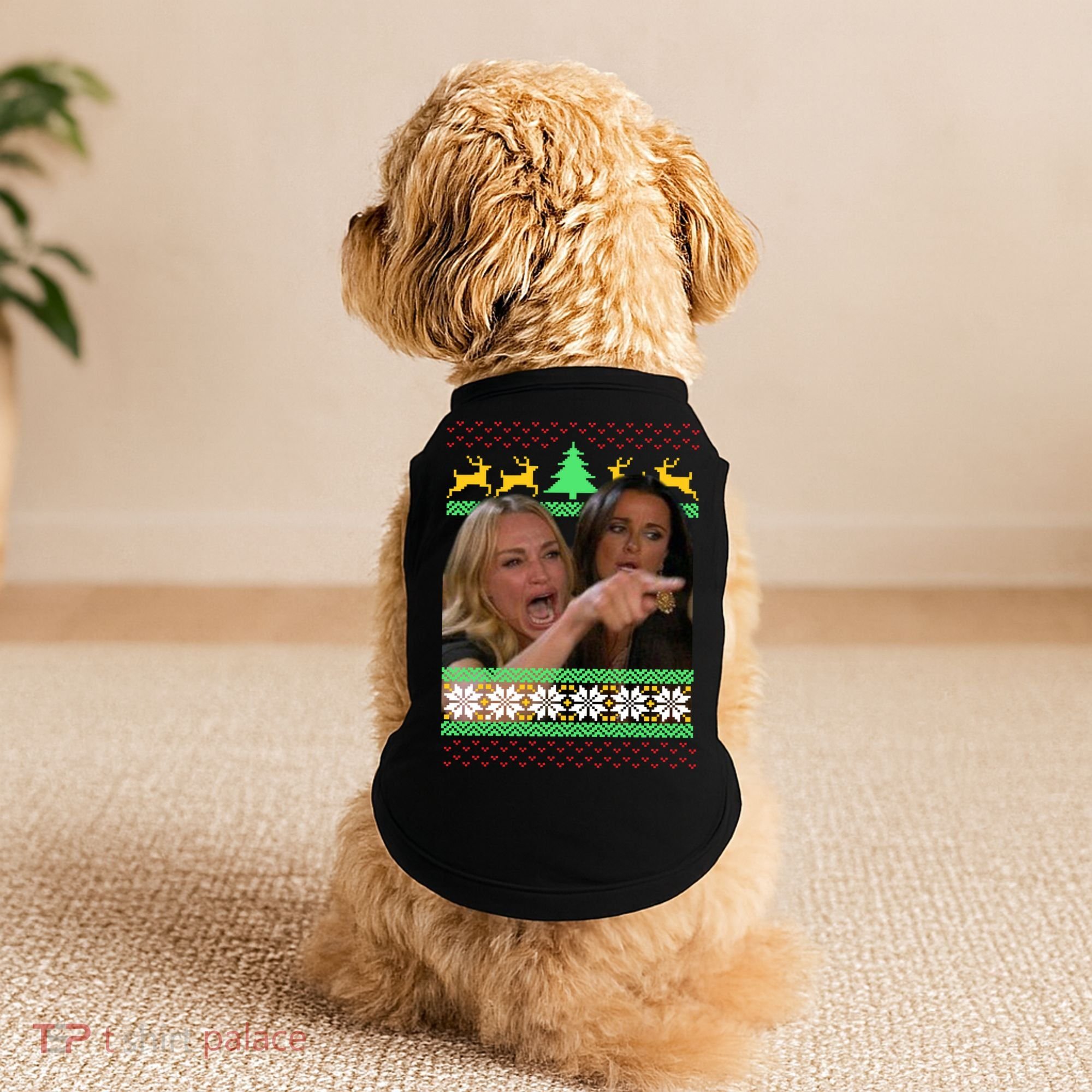Yelling At A Cat Ugly Christmas Sweater Meme Doggie Tank