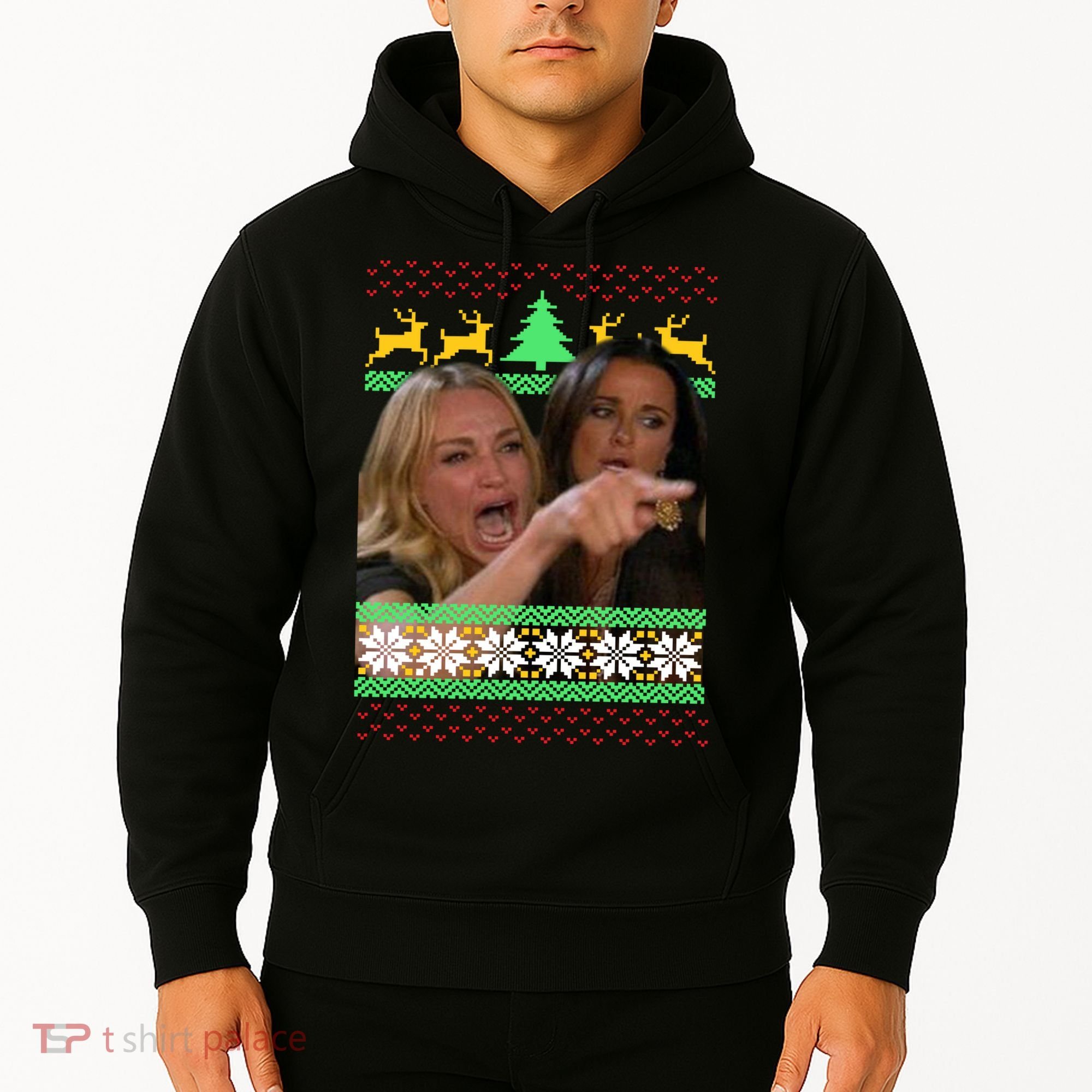 Yelling At A Cat Ugly Christmas Sweater Meme Hoodie