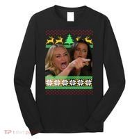 Yelling At A Cat Ugly Christmas Sweater Meme Long Sleeve Shirt thumb 0