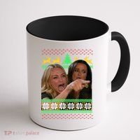Yelling At A Cat Ugly Christmas Sweater Meme Coffee Mug thumb 1