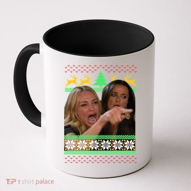 Yelling At A Cat Ugly Christmas Sweater Meme Coffee Mug