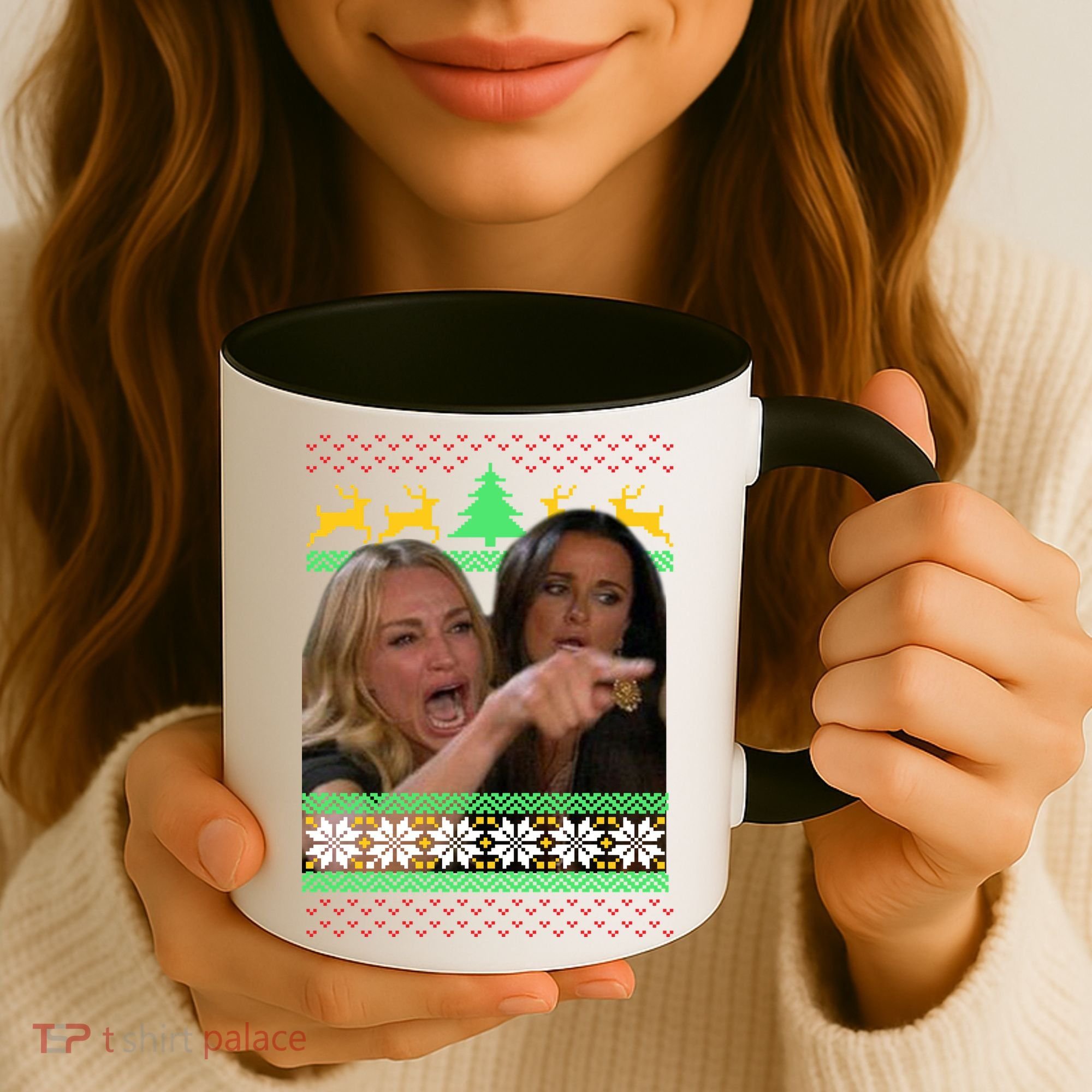 Yelling At A Cat Ugly Christmas Sweater Meme Coffee Mug