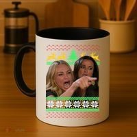 Yelling At A Cat Ugly Christmas Sweater Meme Coffee Mug thumb 4
