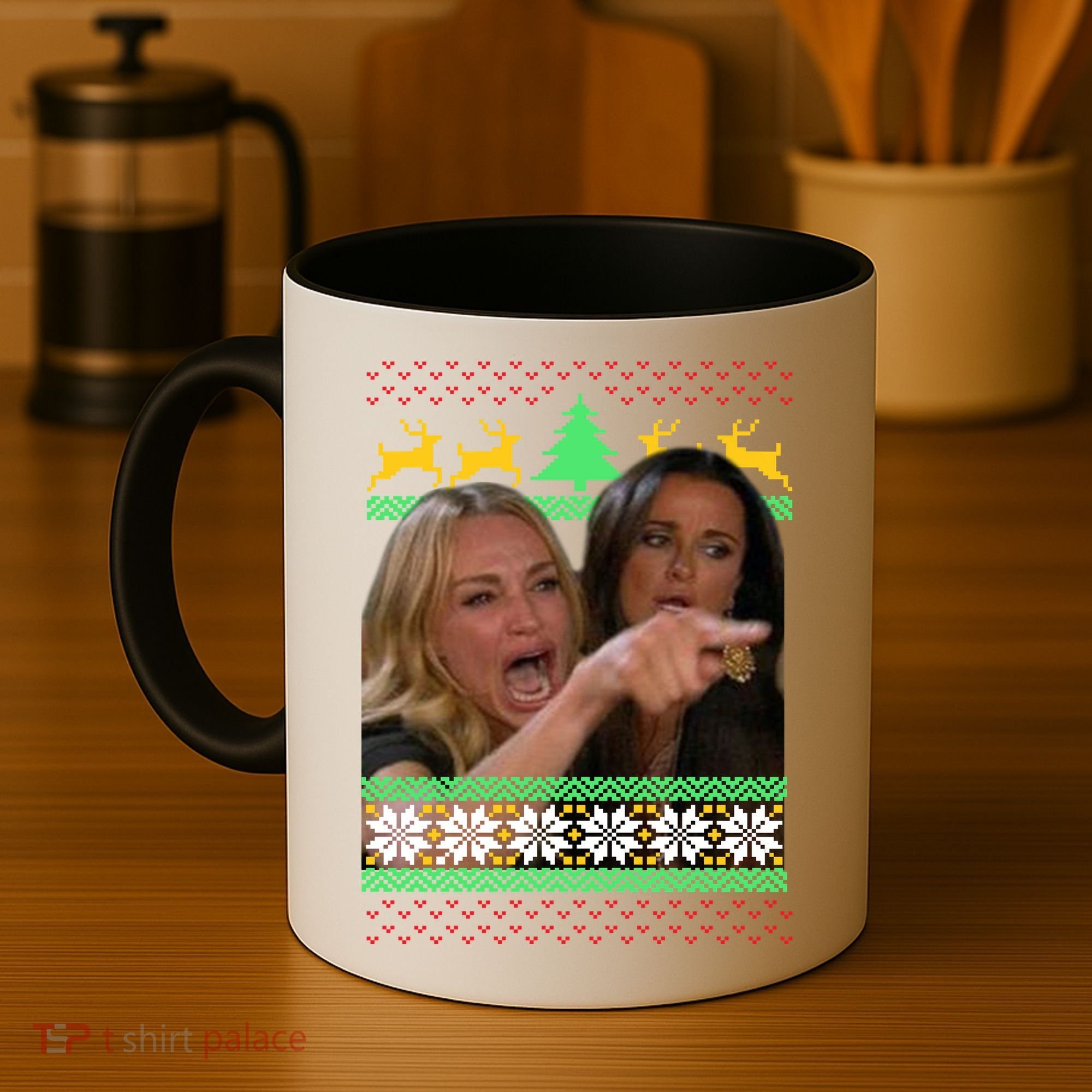 Yelling At A Cat Ugly Christmas Sweater Meme Coffee Mug
