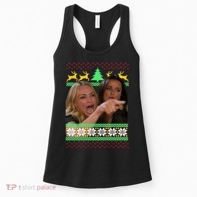 Yelling At A Cat Ugly Christmas Sweater Meme Women's Tank Top
