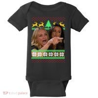 Yelling At A Cat Ugly Christmas Sweater Meme Baby Bodysuit thumb 0