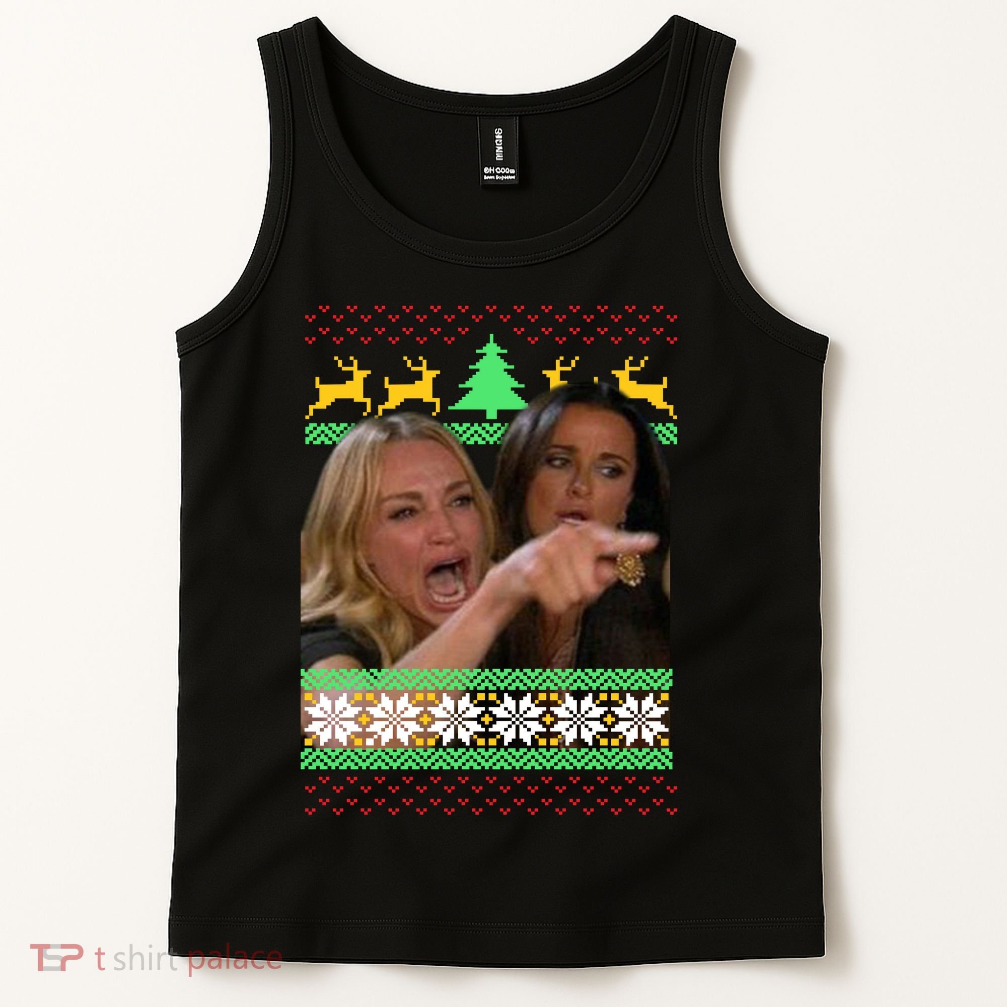Yelling At A Cat Ugly Christmas Sweater Meme Tank Top