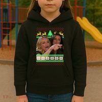 Yelling At A Cat Ugly Christmas Sweater Meme Kids Hoodie thumb 3