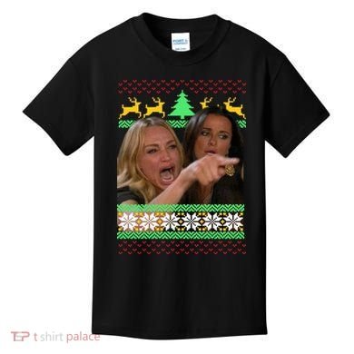 Yelling At A Cat Ugly Christmas Sweater Meme Kids T-Shirt