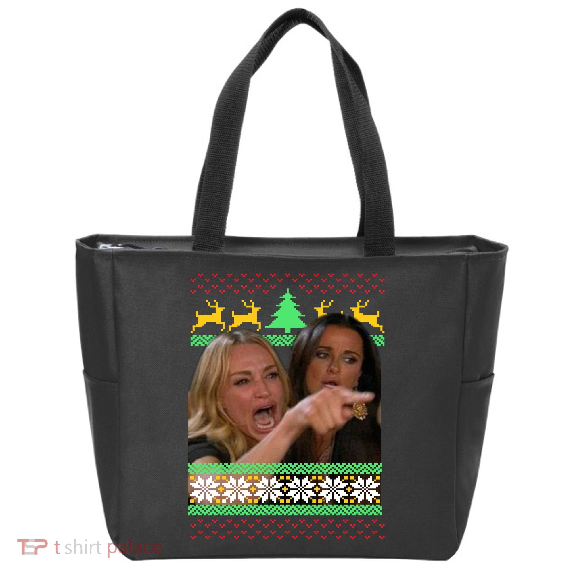 Yelling At A Cat Ugly Christmas Sweater Meme Tote Bag