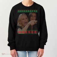 Yelling At Cat Meme Funny Ugly Christmas Women's Sweatshirt thumb 0