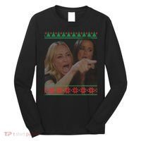 Yelling At Cat Meme Funny Ugly Christmas Long Sleeve Shirt thumb 0