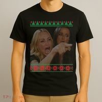 Yelling At Cat Meme Funny Ugly Christmas T-Shirt thumb 3